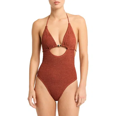 Bondeye Bond-eye Fowler Beaded One-piece Swimsuit In Bronze Shimmer