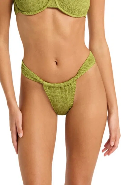 Bondeye Bond-eye Georgia Ruched Bikini Bottoms In Herbal Shimmer
