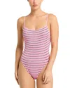 Bondeye Bond-eye Low Palace Striped One Piece Swimsuit In Pastel Pink Stripe