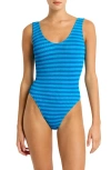 Bondeye Bond-eye Mara One-piece Swimsuit In Turquoise Stripe