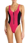 Bondeye Splice Mara One Piece Swimsuit In Raspberry In Raspberry/black