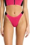 Bondeye Bond-eye Splice Sinner Colorblock Bikini Bottoms In Raspberry/black