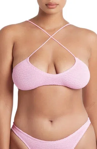 Bondeye Bond-eye The Selena Rib Bikini Top In Pink