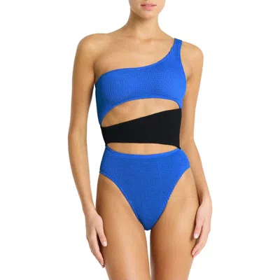 Bondeye Bound By Bond-eye Splice Rico Cutout One-shoulder One-piece Swimsuit In Cobalt/black