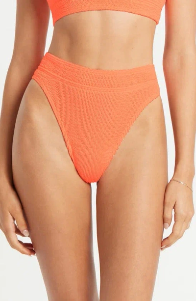 Bondeye Bound By Bond-eye The Savannah High Waist Bikini Bottoms In Neon Orange Eco