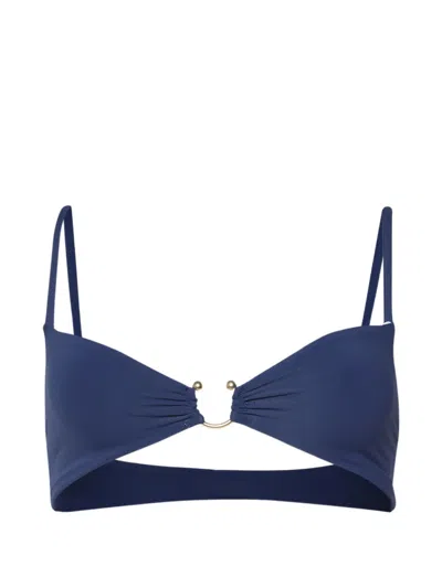 Bondeye Carly Crop Reversible Bikini Top In Blue