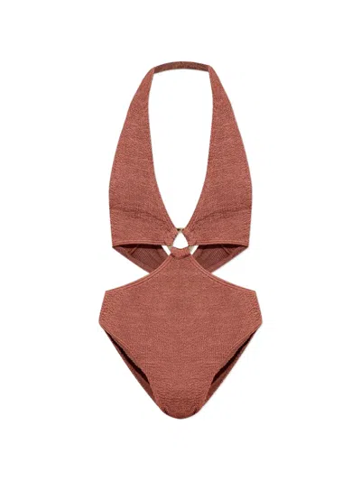 Bondeye Celeste Cut-out Swimsuit In Brown