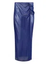 Bondeye Claudia Mesh Draped Maxi Skirt In Blue