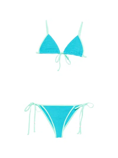 Bondeye Crinkle-effect Bikini In Blue