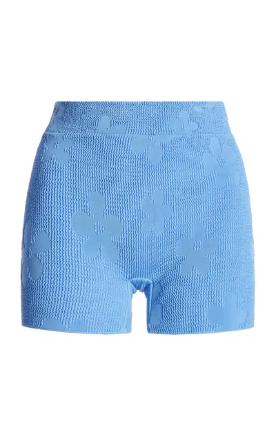 Bondeye Dom Seersucker Swim Shorts In Blue