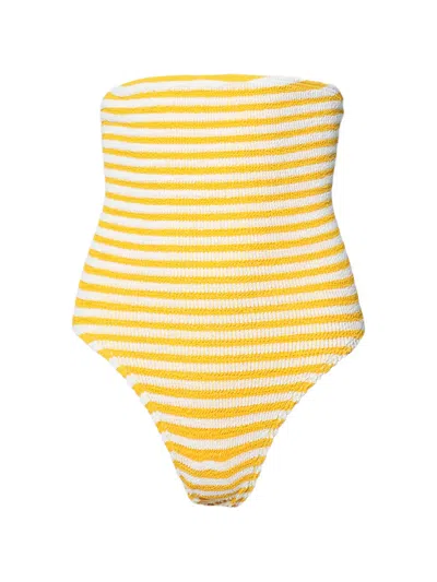 Bondeye Fane Crinkle-effect Swimsuit In Yellow
