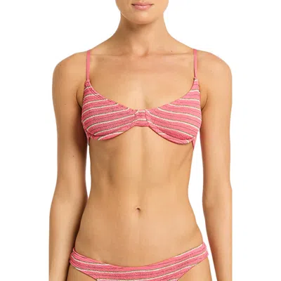 Bondeye Bond-eye Gracie Stripe Underwire Balconette Bikini Top In Pink