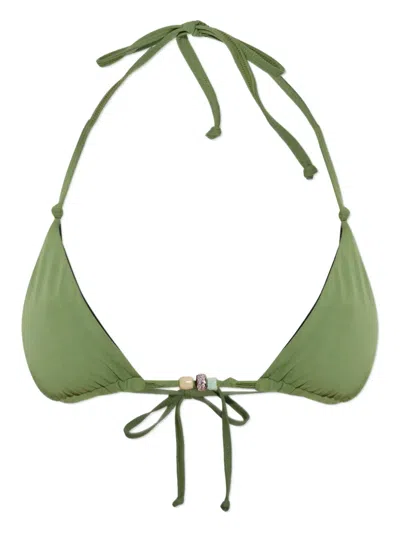 Bondeye Indi Reversible Triangle Bikini Top In Green
