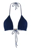 Bondeye Ingrid Beaded Triangle Bikini Top In Navy