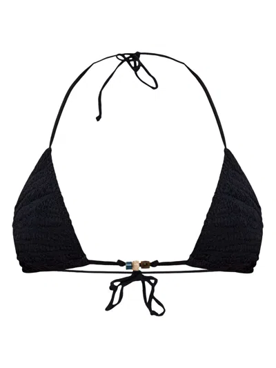 Bondeye Bond-eye Ingrid Beaded Triangle Bikini Top In Black Tiger