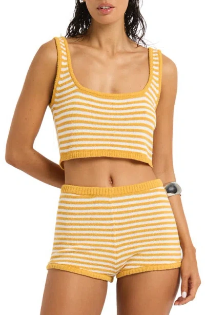 Bondeye Bond-eye Laney Striped Knit Crop Tank In Yellow