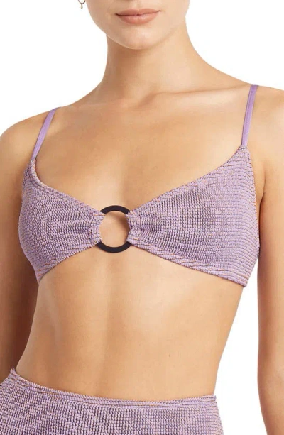 Bondeye Lissio Metallic O-ring Bikini Top In Lavender Lurex