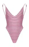 Bondeye Bond-eye Low Palace Striped One Piece Swimsuit In Pink