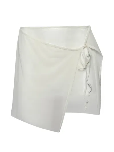 Bondeye Maeve Mesh Wrap Mini Skirt In White