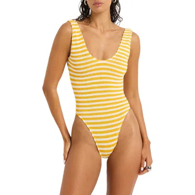 Bondeye Bond-eye Mara Striped One-piece Swimsuit In Yellow