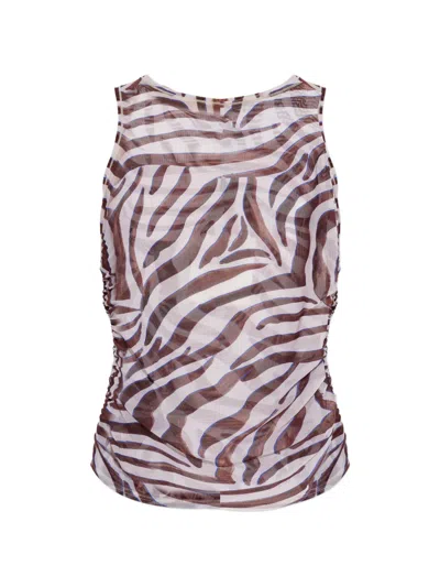 Bondeye Mesh Zebra-print Top In Neutral