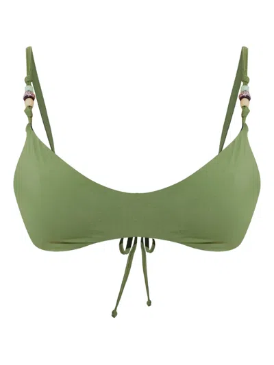 Bondeye Mika Beaded Reversible Bikini Top In Green