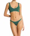Bondeye Nino Crop Lurex Bikini Top In Bottle Green In Green