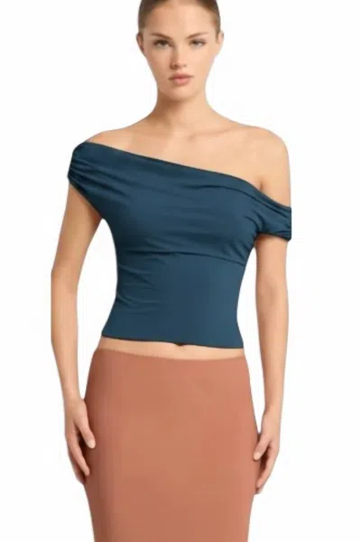 Bondeye Nixi Off The Shoulder Top In Petrol Blue