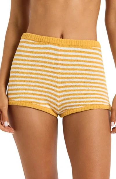 Bondeye Bond-eye Ozzy Striped Knit Shorts In Gold