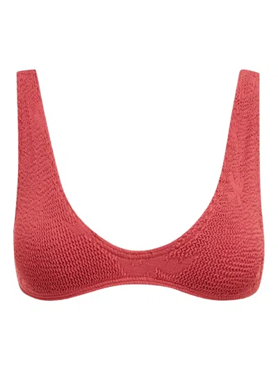 Bondeye Palm-print Scout Bikini Top In Brown