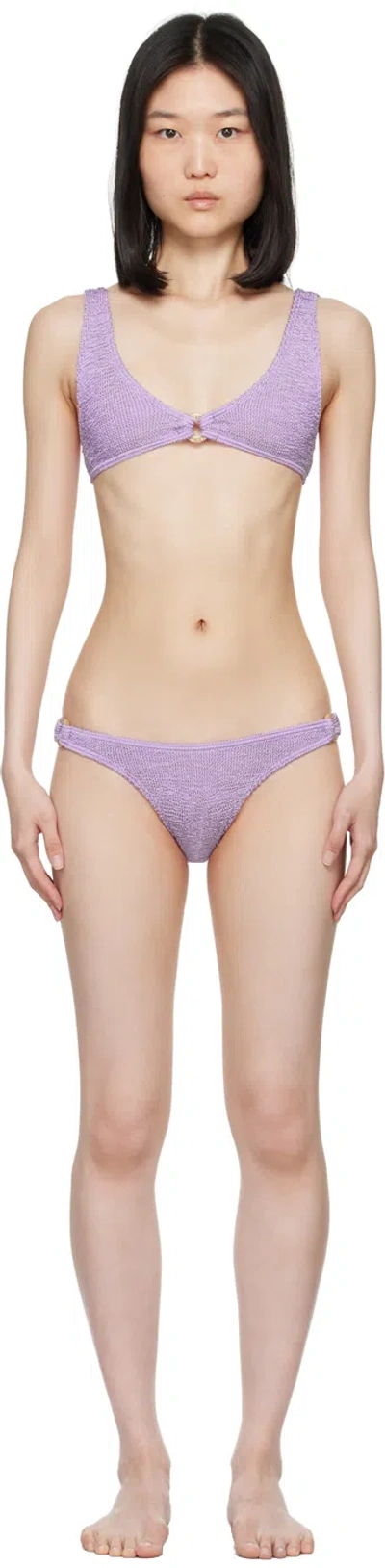 Bondeye Purple Ring Scout Crop & Ring Scene Bikini In Lilac Shimmer