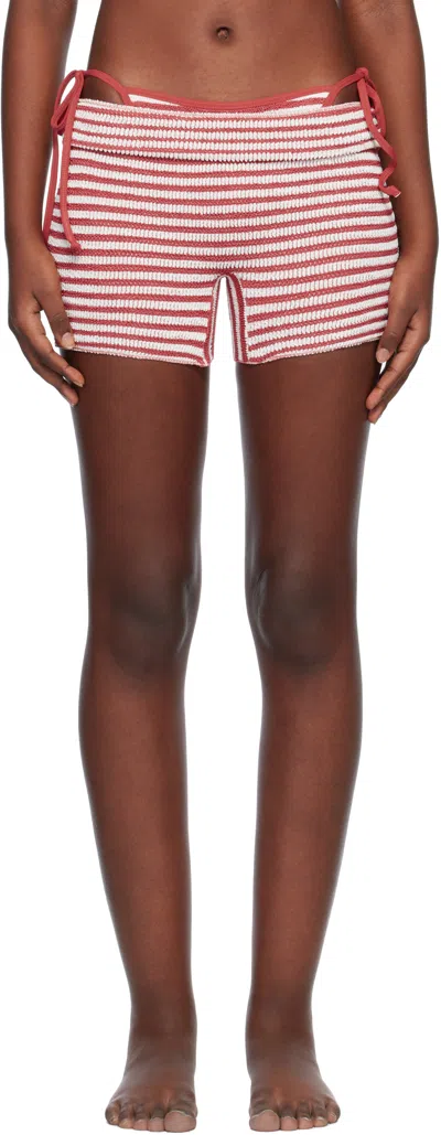 Bondeye Red & White Dom Shorts In Roobis Stripe