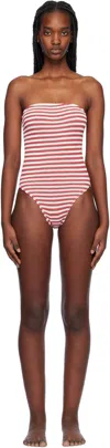 Bondeye Red & White Fane Swimsuit In Roobis Stripe