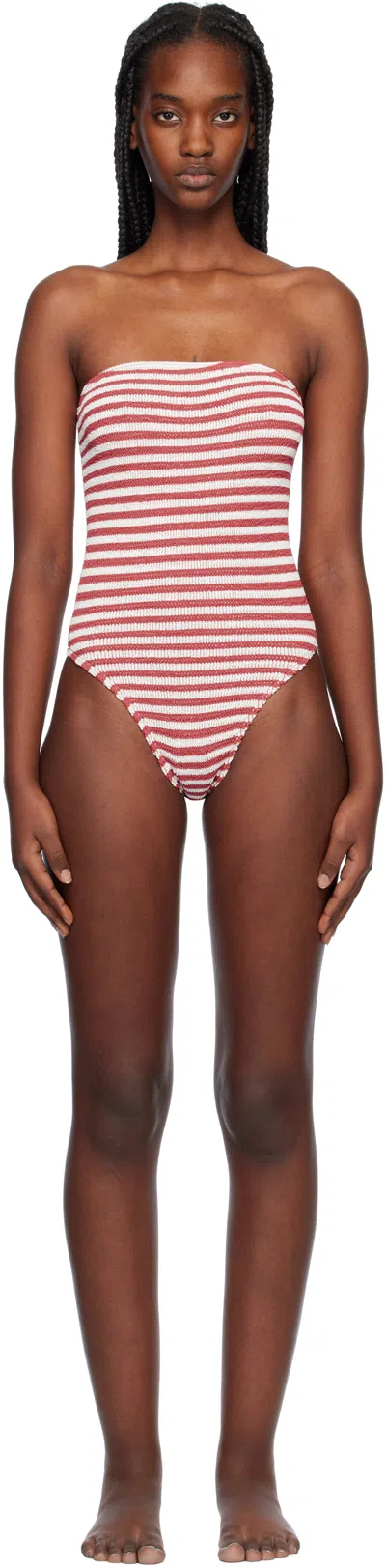 Bondeye Red & White Fane Swimsuit In Roobis Stripe