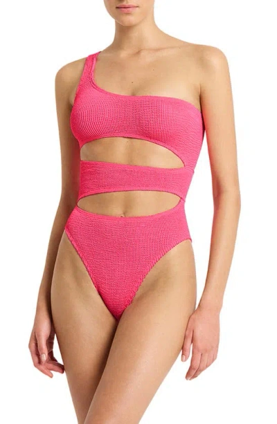 Bondeye Rico Cutout One-piece Swimsuit In Neon Azalea Recycled