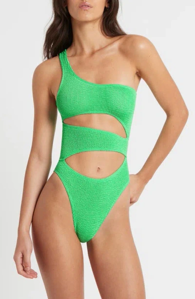 Bondeye Rico Cutout One-shoulder One-piece Swimsuit In Apple Eco
