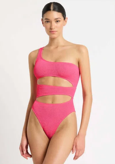 Bondeye Rico Cutout One Shoulder One-piece Swimsuit In Neon Azalea Pink