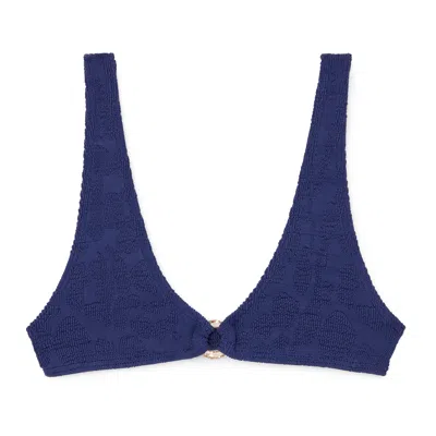 Bondeye Ring Scout Crop Bikini Top In Blue