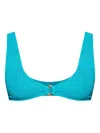 Bondeye Ring Scout Textured Bikini Top In Blue