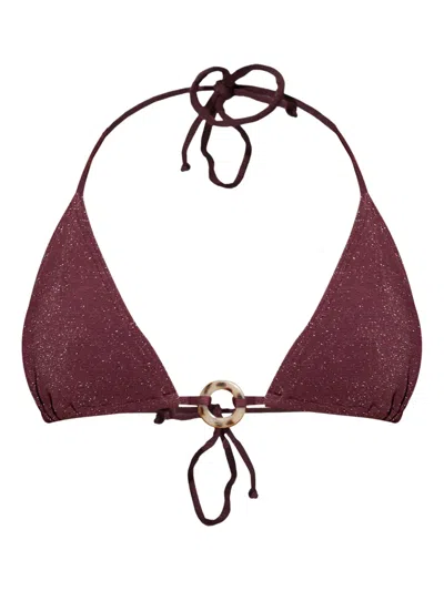 Bondeye Ring Triangle-shape Bikini Top In Burgundy