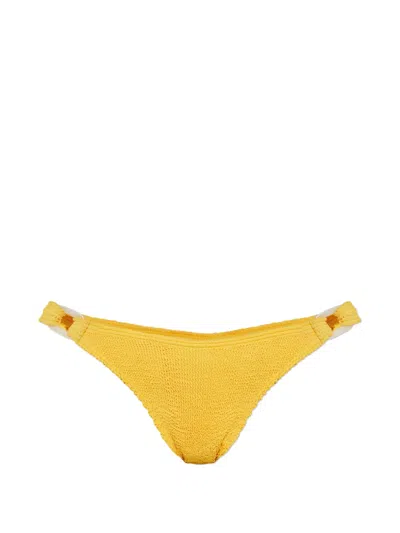 Bondeye Ring-detail Crinkle-effect Bikini In Yellow