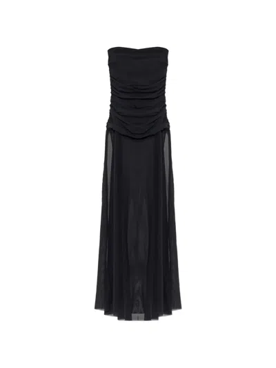 Bondeye Ruched Bare Maxi Dress In Black