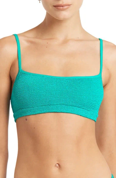 Bondeye Saint Crop Bikini Top In Turquoise Shimmer
