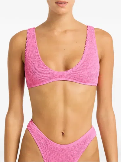 Bondeye Scout Crinkled-finish Bikini Top In Pink