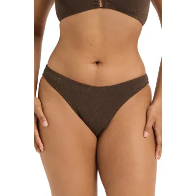 Bondeye Bond-eye Sign Shimmer High Leg Bikini Briefs In Brown