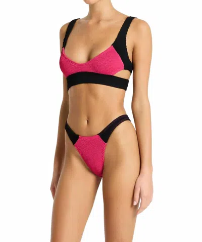 Bondeye Splice Nino Crop Top In Raspberry/black In Pink
