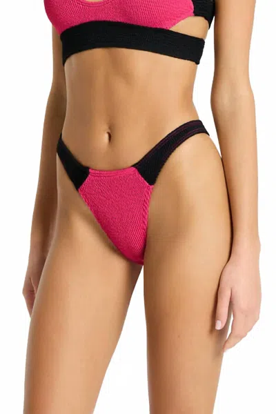 Bondeye Splice Scene Bikini Bottom In Raspberry/black In Pink