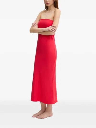 Bondeye Strapless Maxi Beach Dress In Red