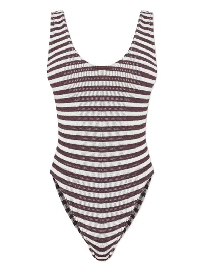 Bondeye Striped Swimsuit In Brown