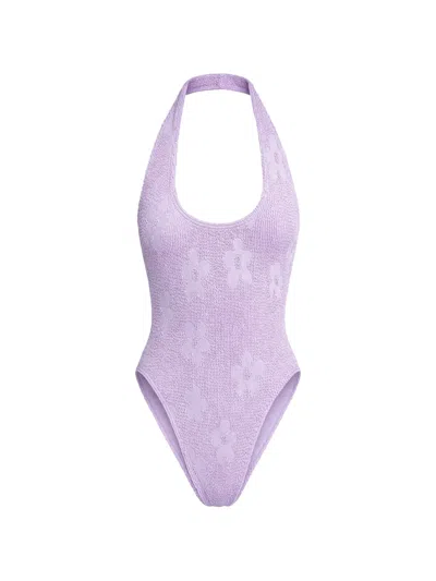 Bondeye Textured Floral Swimsuit In Purple